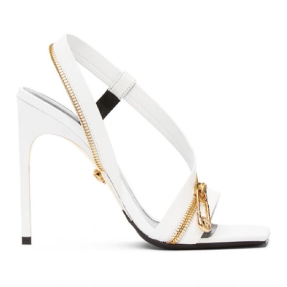 Versace White Heels with Gold Details